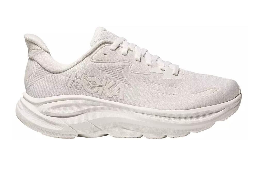 HOKA youth all white athletic lace up youth running shoes 3.5